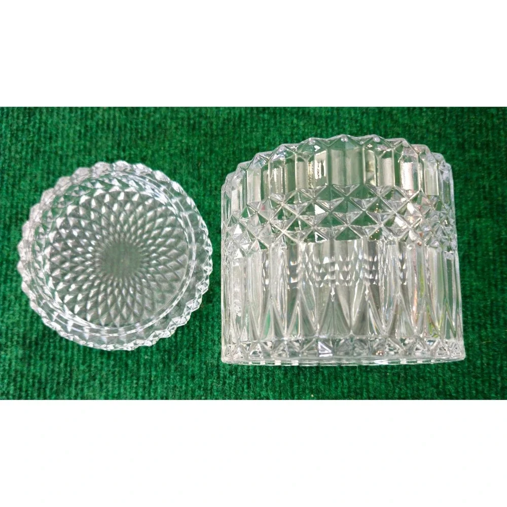 Crystal Glass Round Candy Dish Trinket Holder Vintage‎ Art Deco